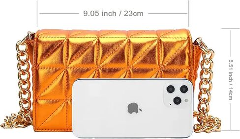 Small Metallic Glossy PU Leather Shoulder Bag Clutch Handbags for Women Fashion Chain Ladies Purse in Saudi Arabia