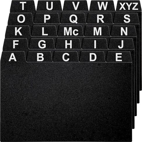 4x6 Index Card Holder Dividers - 25 Plastic Black Index Card Dividers with Alphabet Tabs - Index Card Organizer, Index Cards, Index Card File Box, Trading Card Dividers, 5 Tab Dividers in Saudi Arabia