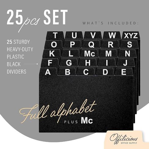 4x6 Index Card Holder Dividers - 25 Plastic Black Index Card Dividers with Alphabet Tabs - Index Card Organizer, Index Cards, Index Card File Box, Trading Card Dividers, 5 Tab Dividers in Saudi Arabia
