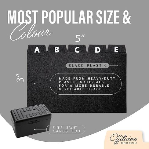 4x6 Index Card Holder Dividers - 25 Plastic Black Index Card Dividers with Alphabet Tabs - Index Card Organizer, Index Cards, Index Card File Box, Trading Card Dividers, 5 Tab Dividers in Saudi Arabia