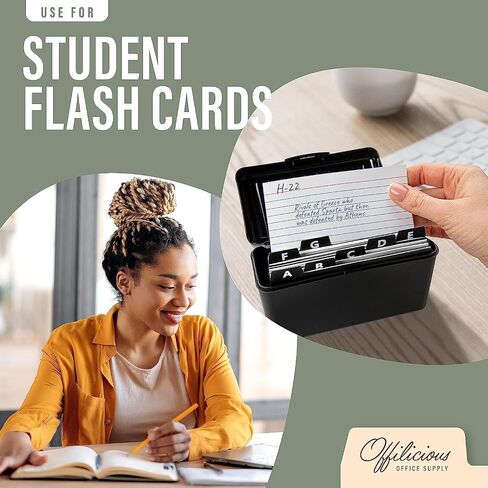 4x6 Index Card Holder Dividers - 25 Plastic Black Index Card Dividers with Alphabet Tabs - Index Card Organizer, Index Cards, Index Card File Box, Trading Card Dividers, 5 Tab Dividers in Saudi Arabia