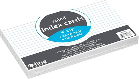 C-Line 5" x 8" Index Cards, White, Ruled, 25/PK (49907) in Saudi Arabia