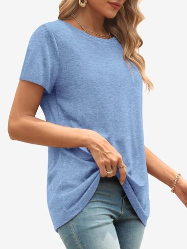 ATHMILE Womens Short Sleeve Round Neck Shirts Summer Top Fashion Basic Tee in Saudi Arabia