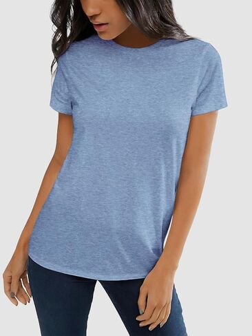 ATHMILE Womens Short Sleeve Round Neck Shirts Summer Top Fashion Basic Tee in Saudi Arabia