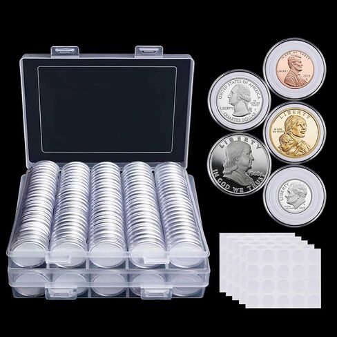 240 Pieces 30mm Coin Capsules Coin Holders for Collectors, with Foam Gasket and Plastic Storage Organizer Box, 5 Sizes (17/20/25/27/30mm) Coin Case for Coin Collection Supplies in Saudi Arabia
