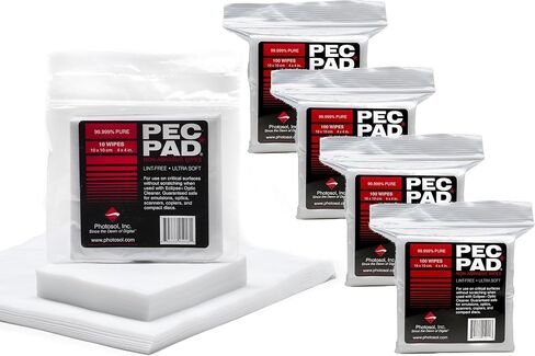 PEC-PAD Lint Free Wipes 4"x4" Non-Abrasive Ultra Soft Cloth for Cleaning Sensitive Surfaces like Camera, Lens, Filters, Film, Scanners, Telescopes, Microscopes, Binoculars. (100 Sheets Per/Pkg) 4-Pack in Saudi Arabia