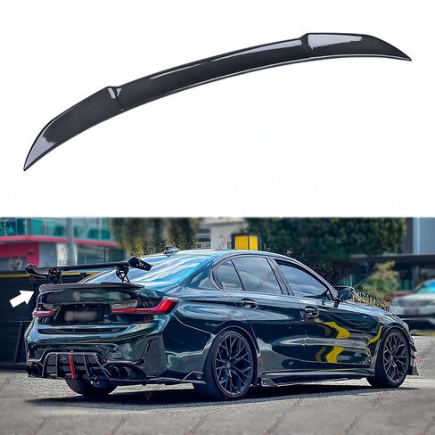 سبويلر خلفي متوافق مع 2019-2024 BMW G20 3 Series & G80 M3، CS Style Duckbill مناسب لـ 330i 330e 340i M3 M340i Sedan، الجزء الخارجي من صندوق السيارة وغطاء خلفي عالي الركلة (أسود لامع) in Saudi Arabia
