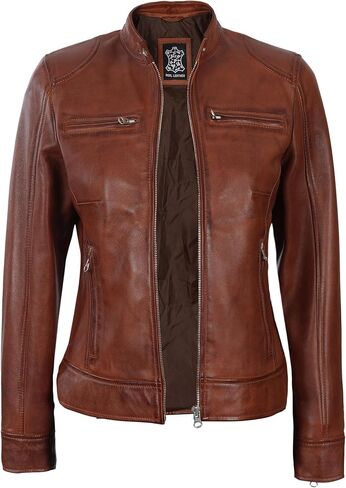 Leather Jacket Women - Real Lambskin Leather Dodg Women Biker Motorcycle Leather Jackets For Womens in Saudi Arabia