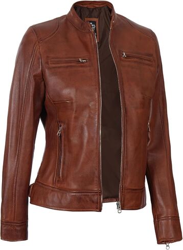 Leather Jacket Women - Real Lambskin Leather Dodg Women Biker Motorcycle Leather Jackets For Womens in Saudi Arabia