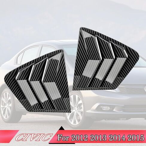 فتحات نافذة جانبية أمامية، قطعتان من ستائر غطاء فتحة التهوية لسيارة Honda Civic 9th Gen 2012 2013 2014 2015 - ملحقات ديكور رياضية من ألياف الكربون ABS in Saudi Arabia