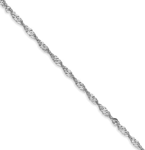 The Black Bow 1.7mm, 14k White Gold, Singapore Chain Necklace in Kuwait