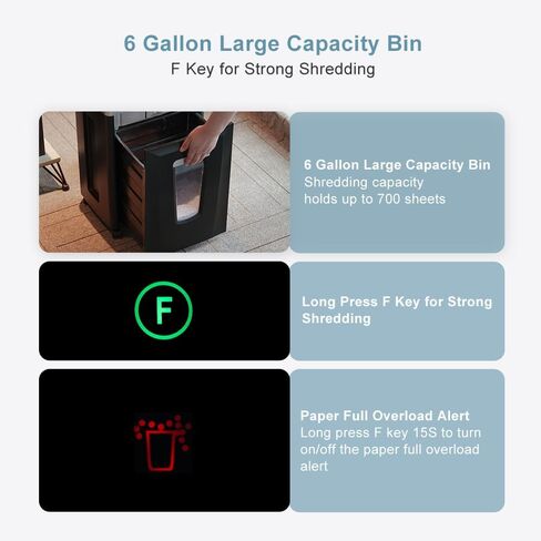 P7 High Security Paper Shredder: Heavy Duty 6-Sheet Shredder for Home Office, Micro Cut Commercial Shredder Shreds Credit Cards/Staples/CDs/DVDs, Runs for 25Min with 6-Gallon Bin, Black in Saudi Arabia
