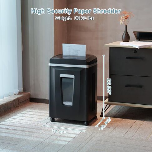 P7 High Security Paper Shredder: Heavy Duty 6-Sheet Shredder for Home Office, Micro Cut Commercial Shredder Shreds Credit Cards/Staples/CDs/DVDs, Runs for 25Min with 6-Gallon Bin, Black in Saudi Arabia