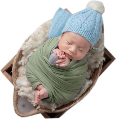 Coberllus Newborn Baby Photo Props Blanket Stretch Without Wrinkle Wrap Swaddle for Boy Girls Photography Shoot (Green) in Saudi Arabia