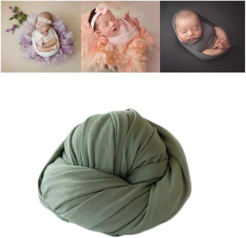 Coberllus Newborn Baby Photo Props Blanket Stretch Without Wrinkle Wrap Swaddle for Boy Girls Photography Shoot (Green) in Saudi Arabia