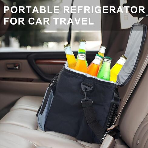 15.8 Quarts Electric Car Cooler Bag, 12V Car Cooler for Travel Plug in, Portable Cooler Refrigerator for Car, RV, Camping (Black1) in Saudi Arabia
