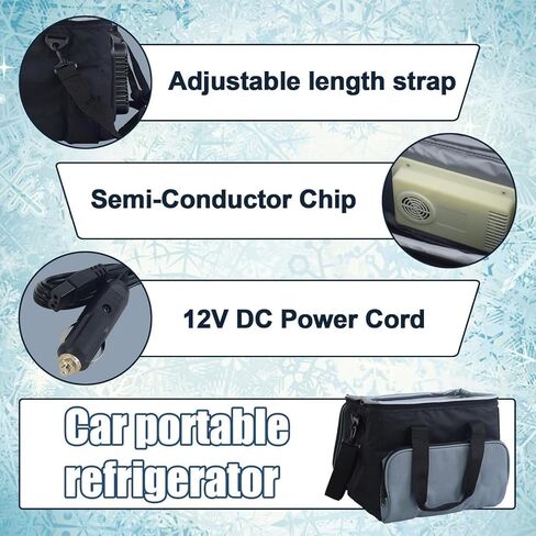 15.8 Quarts Electric Car Cooler Bag, 12V Car Cooler for Travel Plug in, Portable Cooler Refrigerator for Car, RV, Camping (Black1) in Saudi Arabia