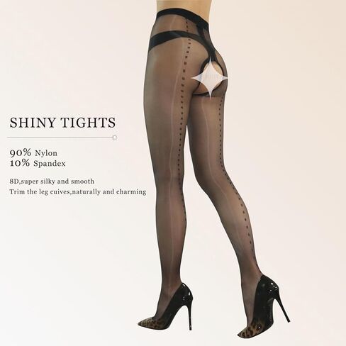 HTRUIYA المرأة سوبر لامعة شير الجوارب السيطرة أعلى جوارب طويلة جوارب الحرير الترا مثير البولكا نقطة خط لامعة جوارب طويلة in Kuwait