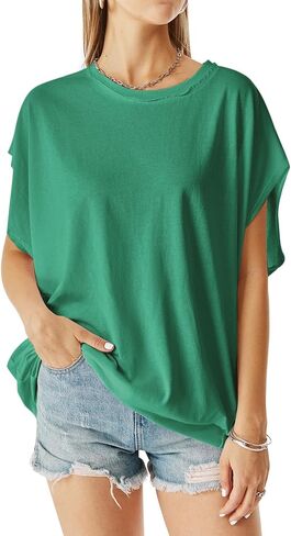 Women Oversized T-Shirt Summer Casual Short Sleeve Loose Blouse Y2K 2024 Basic Muscle Tee Tops in Saudi Arabia