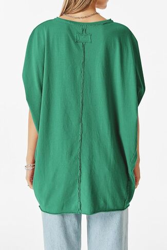 Women Oversized T-Shirt Summer Casual Short Sleeve Loose Blouse Y2K 2024 Basic Muscle Tee Tops in Saudi Arabia