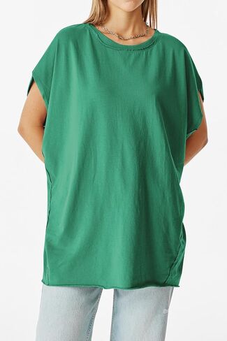 Women Oversized T-Shirt Summer Casual Short Sleeve Loose Blouse Y2K 2024 Basic Muscle Tee Tops in Saudi Arabia