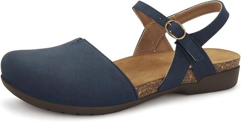 PARTY Closed Toe Sandals Women, Barefoot Arch Support Flat Sandals for Office Work and Travel with Comfortable Cork Footbed in Saudi Arabia