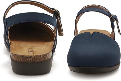 PARTY Closed Toe Sandals Women, Barefoot Arch Support Flat Sandals for Office Work and Travel with Comfortable Cork Footbed in Saudi Arabia