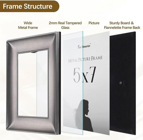 Fun Memories 5x7 Metal Picture Frame, Wide Picture Frames with Tempered Real Glass, Decorative Modern Photo Frame for Wall & Tabletop Display, Bronze in Saudi Arabia