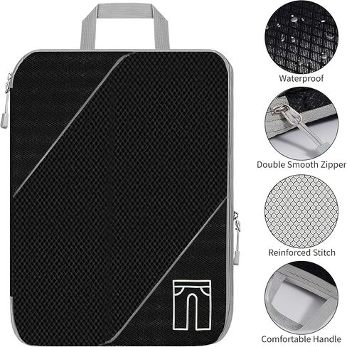 Compression Packing Cubes for Travel, 6 Set Packing Cubes for Travel Essentials, Ultralight Suitcase Organiser Bags Set for Travel, Expandable Luggage Travel Bags for Carry-on Luggage Suitcase (Grey) in Saudi Arabia