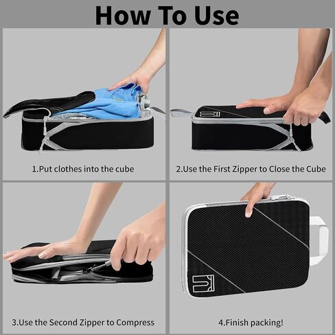 Compression Packing Cubes for Travel, 6 Set Packing Cubes for Travel Essentials, Ultralight Suitcase Organiser Bags Set for Travel, Expandable Luggage Travel Bags for Carry-on Luggage Suitcase (Grey) in Saudi Arabia