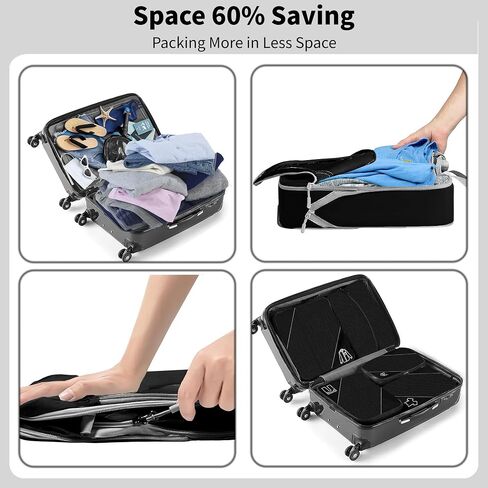 Compression Packing Cubes for Travel, 6 Set Packing Cubes for Travel Essentials, Ultralight Suitcase Organiser Bags Set for Travel, Expandable Luggage Travel Bags for Carry-on Luggage Suitcase (Grey) in Saudi Arabia
