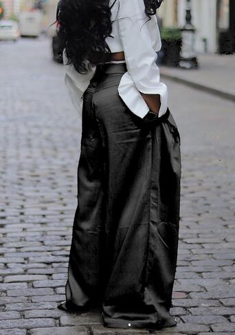 بنطلون نسائي فضفاض من Vaceky واسع الساق من الساتان بتصميم أنيق من Palazzo in Kuwait