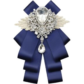 Womens Mens Bow Tie, Ribbon Rhinestone Crystal Bow Ties for Women Men Clip on Bowties for Shirt Tuxedo Wedding Party