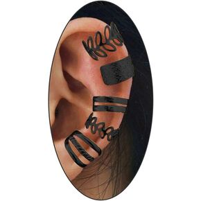 5Pcs Statement Ear Cuffs Earrings Sets for Women Lover,Leaf Non Piercing Lightweight Fake Clip On Cartilage Punk Fashion Fake Earrings in Saudi Arabia