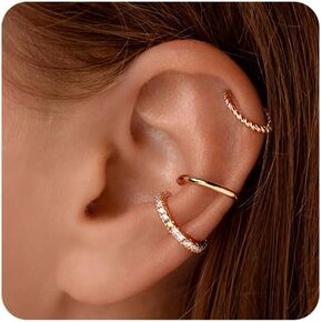 14K Gold Ear Cuffs Non Piercing for Women Gold Cuff Earrings with Cubic Zirconia Gold Hoop Earrings for Women Trendy Non Tarnish Gold Hypoallergenic Fake Earrings Good Gift for Women