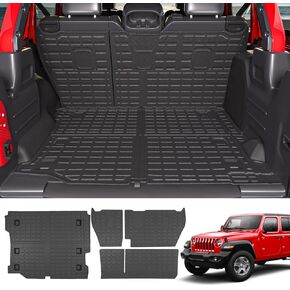 powoq Cargo Mat Compatible with 2018-2024 Jeep Wrangler JL Unlimited 4 Door Backrest Mat Trunk Mat TPE Replacement for 18-24 Jeep Wrangler JL 4X4 Accessories (Fit 18-24 JL 4X4,Trunk Mat+Backrest Mat)