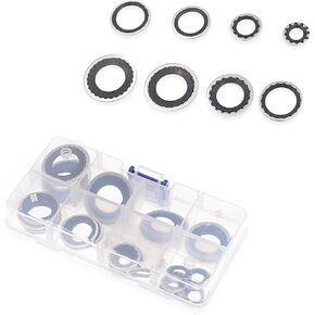 30 PCS Car Air Conditioning Compressor Gasket Classification Combination Set, High Temperature Resistant Cooling Pump Seal Ring, Replacement Accessories, Compatible with Most Car Models (Red)