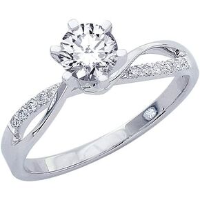 0.41 Carat Elegant Twisting Split Shank Diamond Engagement Ring with a 0.33 Carat J-K I2 Center