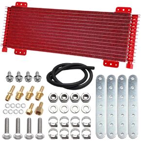 Max LPD4739 40,000 GVW Transmission Oil Cooler with Thermal Bypass, 40k Trans Cooler Mounting Hardware, Towing Applications and Advanced Cooling Protection - Red