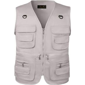 TOLOER Men's Fishing Vest Multi Pockets Casual Vest Waterproof Quick Dry Outdoor Mountain Photography