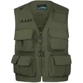 TOLOER Men's Fishing Vest Multi Pockets Casual Vest Waterproof Quick Dry Outdoor Mountain Photography