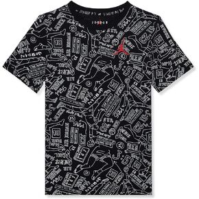 Jordan Boy's Sneaker School 23 All Over Print Tee (Big Kids) Black SM (8 Big Kid)