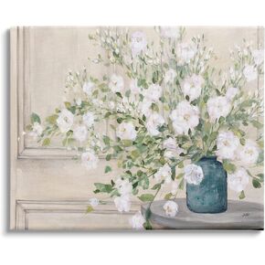 Stupell Industries Geranium Tabletop Country Still Life Painting Blooming Flowers, Designed by Julia Purinton Canvas Wall Art, 30 x 24, Beige