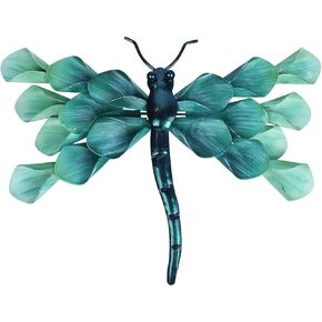 LIFFY Metal Dragonfly Wall Decor - Outdoor Wall Decor Garden Dragonfly Decor for Patio - Dragonfly Metal Wall Art for Living Room, Bedroom, Dragonfly Gifts(14inch, Metal&Glass)