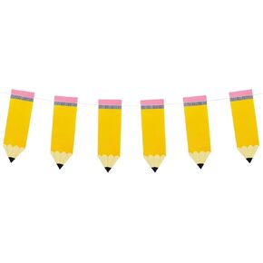 Partyprops Pencil Banner | Pencil Garland | Kindergarten Banner | Classroom Decor | Pencil Party Decorations | Back to School Party Decorations | Teacher's Gift
