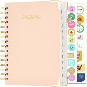 Daily Planner 2024-2025, Weekly and Monthly Planner, Teacher Planner, from July 2024 - June 2025, A4 (8.5"×11"), Hardcover, Pink