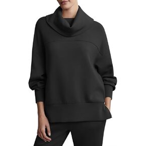 Fisoew Womens Turtleneck Oversized Sweatshirt Long Sleeve Casual Side Split Pullover Top Fall Outfits