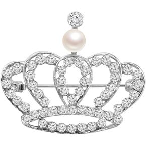 LQRI Crystal Rhinestone Princess Queen Crown Brooch Pin Tiara Crown Brooches Crown Tiara for Wedding Party/Banquet/Birthday