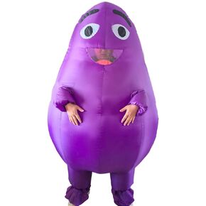 Grimace Costume Purple Grimace Inflatable Costume Suit Halloween Grimace Mascot Costume for Adult and Kids
