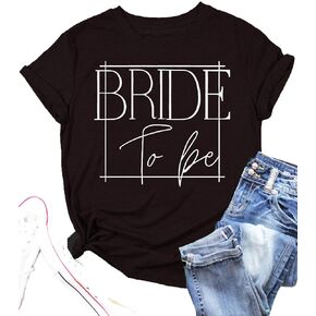 Womens Bride to Be Shirt Bachelorette Party Tee Shirts Engaged T-Shirts Engagement Short Sleeve Tee Top